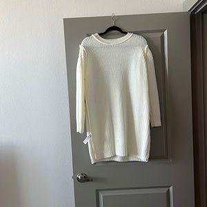 Shoulder Padded Jumper Dress (Ivory)